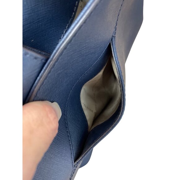 Michael Kors Womans Navy Blue Saffiano Leather Satchell Crossbody L SKU 9525 - Picture 12 of 16